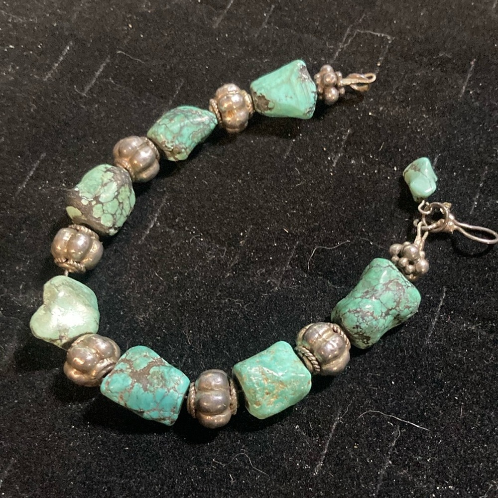 Sterling and chunky turquoise bracelet.